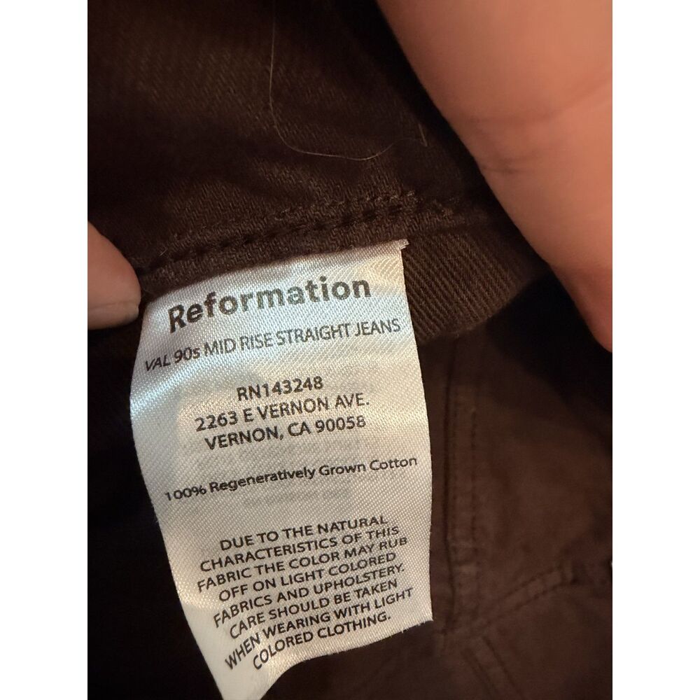 Reformation Val 90s Mid Rise Straight Jeans in Mole Brown Size 27